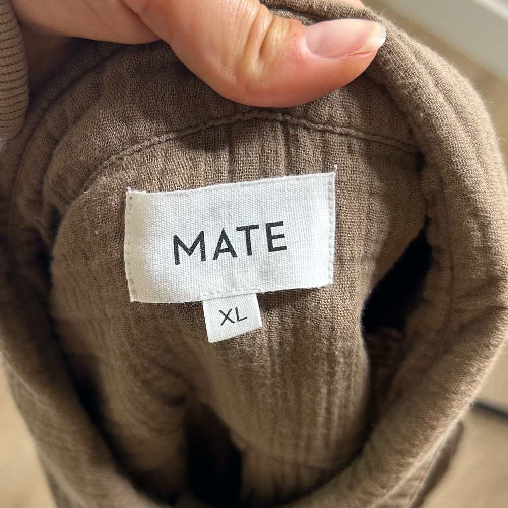 NWOT MATE The Label 100% Organic Cotton Gauze Button Down Shirt Brown Tan XL - Picture 14 of 15